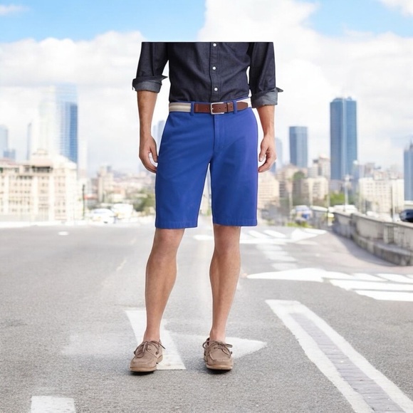 Banana Republic 34 Royal Blue Aiden Tech Temp Core Chino Shorts - Picture 1 of 11
